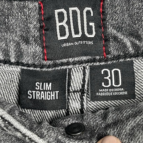BDG Urban Outfitters Gray Wash Distressed Slim Straight Button Fly Jeans, SZ 30 - Picture 3 of 13